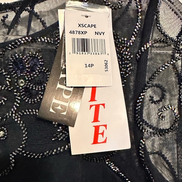 XScape floor length Gown Navy Blue
size 14 petite Flutter sleeves - Picture 5 of 12